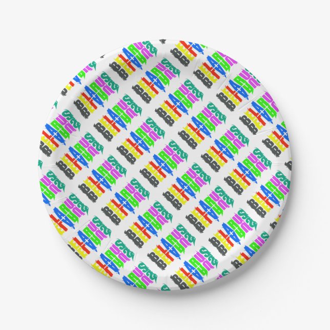 Belarus Colourful Happy Letters Paper Plate (Front)