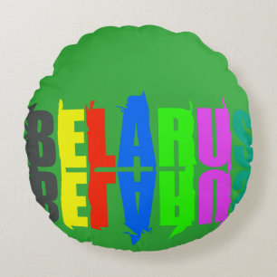Belarus Colourful Happy Letters Round Cushion