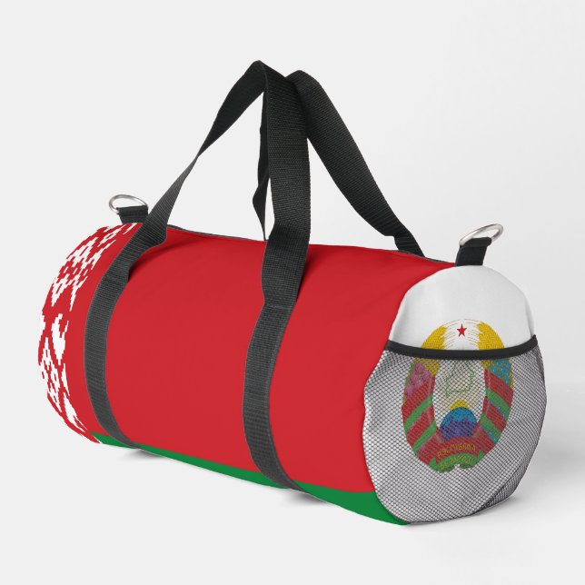 Belarus flag and coat of arms duffle bag (Right Corner)
