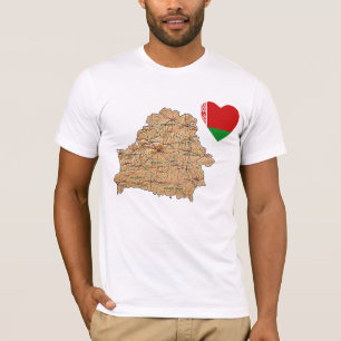 Belarus Flag Heart and Map T-Shirt