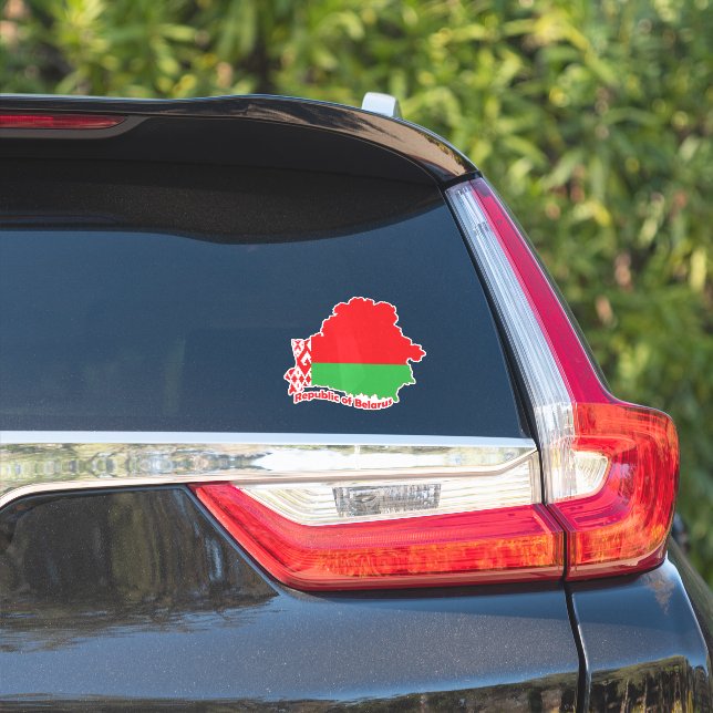 Belarus Flag In The Country Map (Car Side)