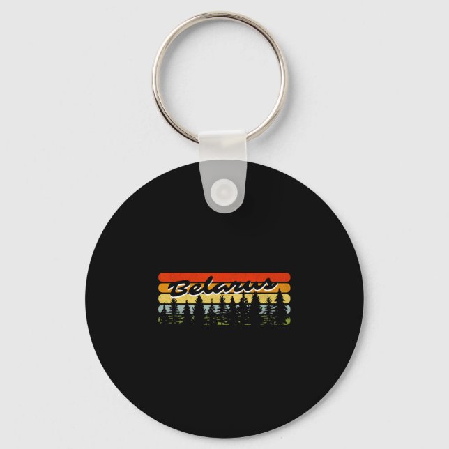 Belarus Forest Sunset Trees Cabin Vacation Souveni Key Ring (Front)