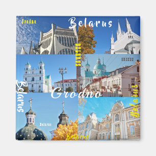 Belarus Grodno City Architecture Collage Magnet
