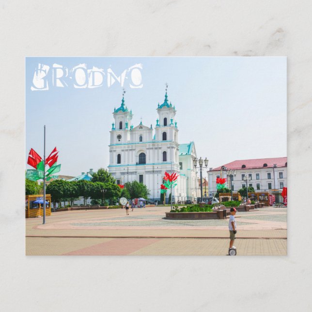 Belarus Grodno Old City Architecture People Postcard (Front)