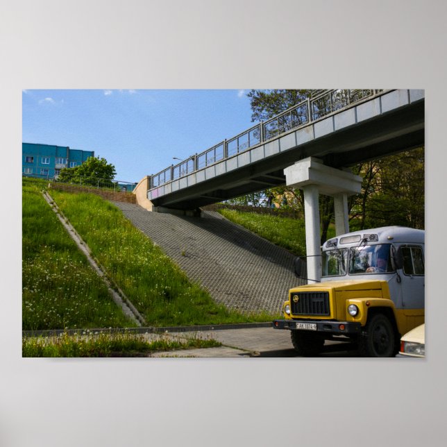 Belarus Grodno Old Retro Soviet Bus Poster (Front)