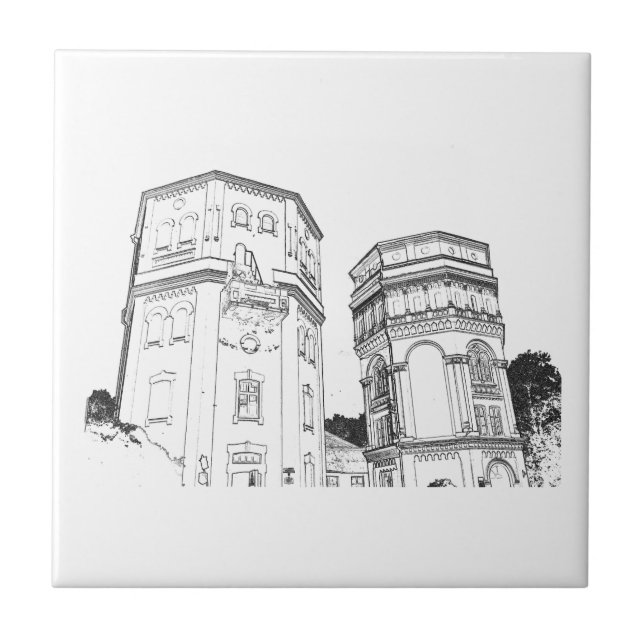 Belarus Grodno Water Towers Ceramic Tile (Front)