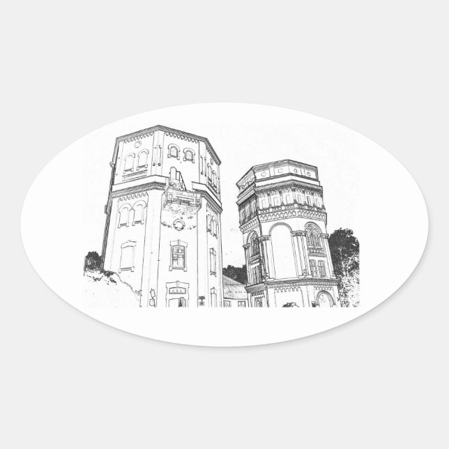 Belarus Grodno Water Towers Oval Sticker (Front)