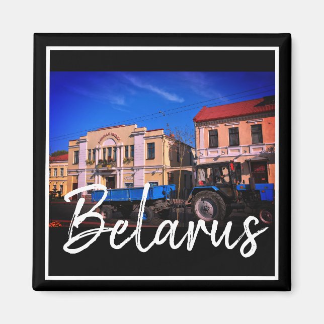 Belarus Hrodna Architecture Tractor Magnet (Front)