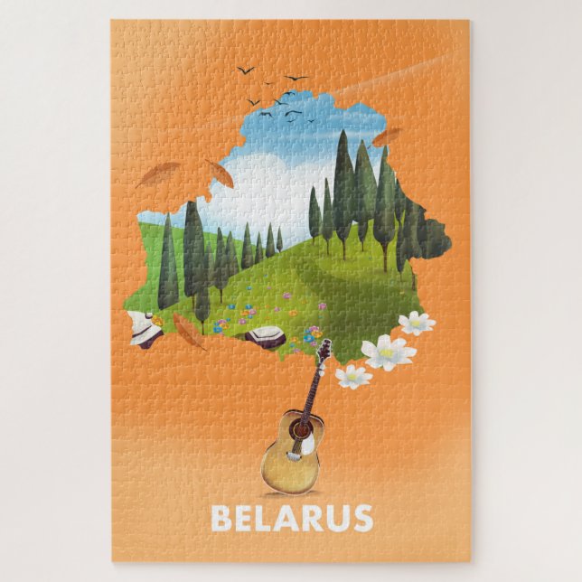 Belarus Map travel poster. Jigsaw Puzzle (Vertical)
