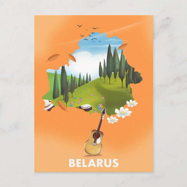 Belarus Map travel poster. Postcard (Front)
