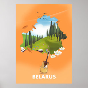 Belarus Map travel poster. Poster