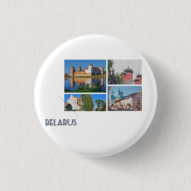 Belarus Mir Castle Architecture Button Pin (Front)