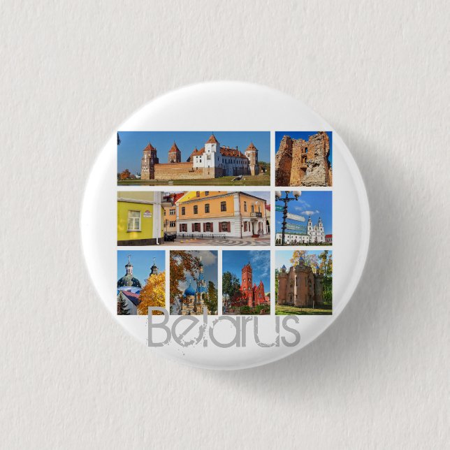 Belarus Mir Castle Architecture Button Pin (Front)