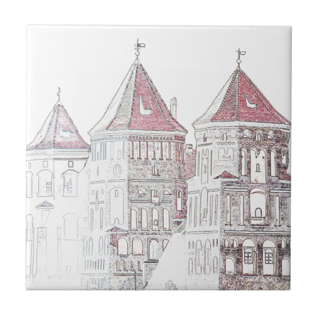 Belarus Mir Castle Architecture Ceramic Tile (Front)
