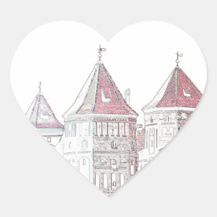 Belarus Mir Castle Architecture Heart Sticker