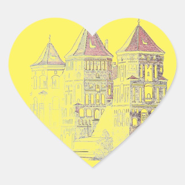 Belarus Mir Castle Architecture Heart Sticker (Front)