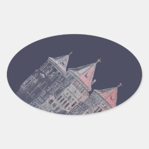 Belarus Mir Castle Architecture Oval Sticker