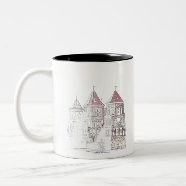 Belarus Mir Castle Architecture Two-Tone Coffee Mug (Left)