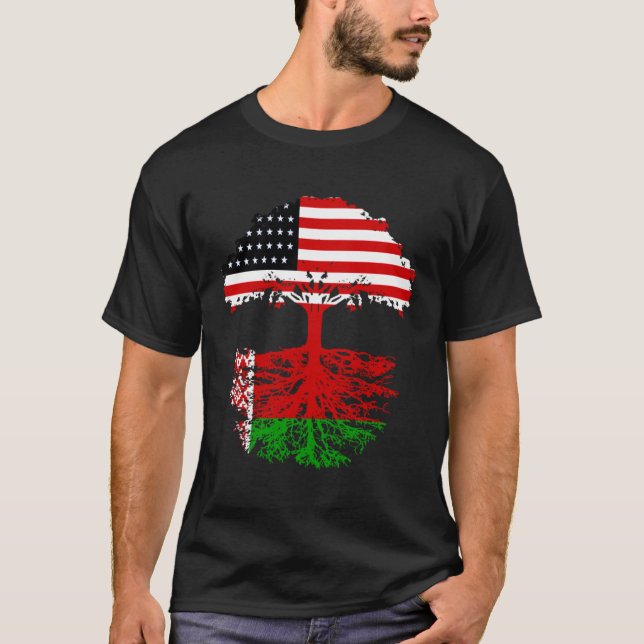 Belarus Roots American Grown Belarussian Men Women T-Shirt (Front)