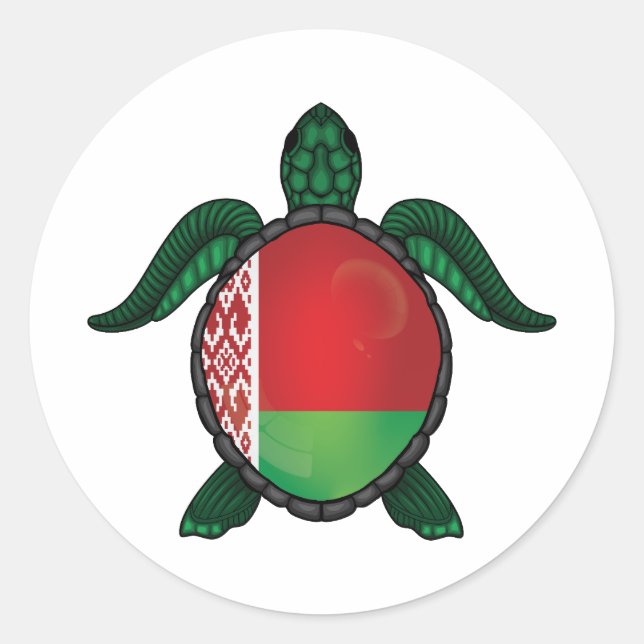 Belarus sea turtle flag classic round sticker (Front)