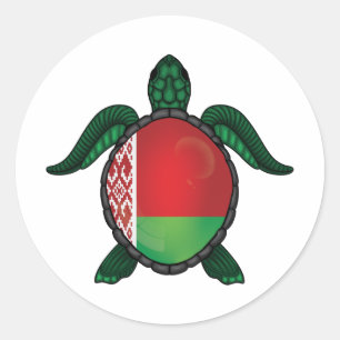 Belarus sea turtle flag classic round sticker