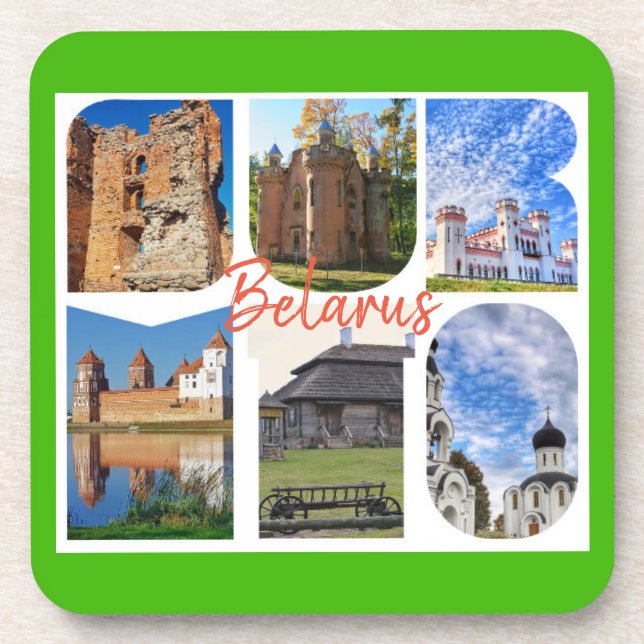 Belarus Sights Collage Architecture Coaster (Front)