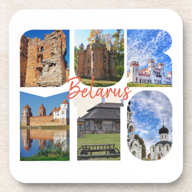 Belarus Sights Collage Architecture Coaster (Front)