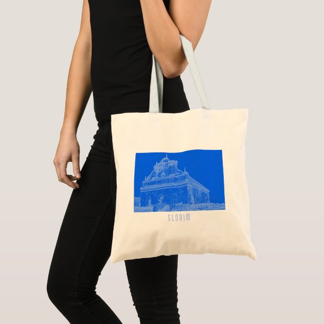 Belarus Slonim Great Synagogue Architecture Sketch Tote Bag (Front (Product))