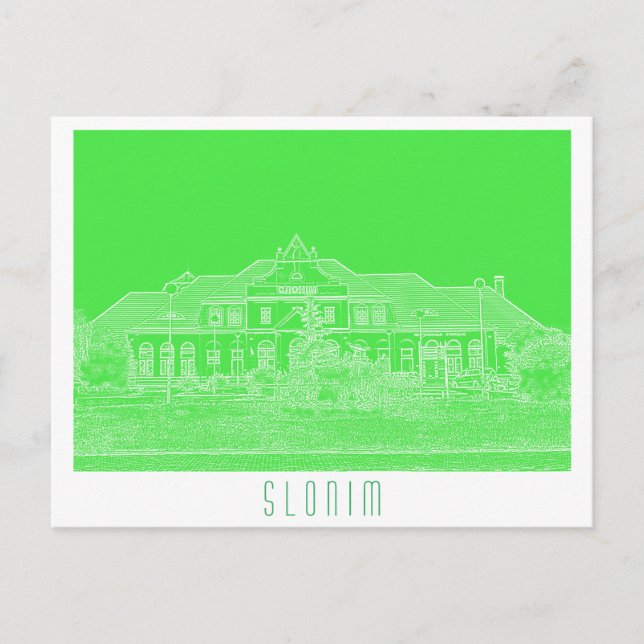 Belarus Slonim Train Station Architecture Sketch Postcard (Front)