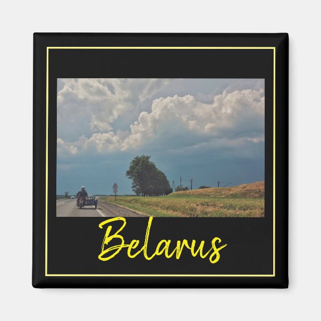 Belarus Travel Biker Road Landscape Magnet (Front)