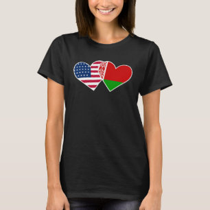 Belarus USA Flag Twin Heart  for Belarusian Americ T-Shirt