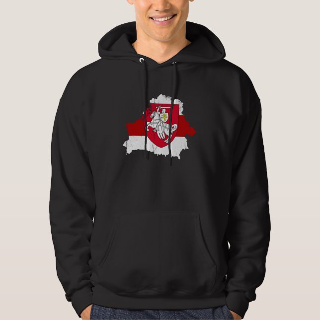 Belarus White Red Pagonya Flag Support Belarus Pro Hoodie (Front)