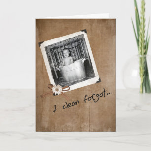 Belated Birthda-baby in old wash tub Card