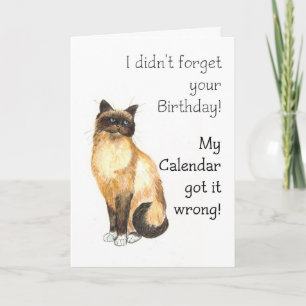 Belated Birthday Card - Birman Cat