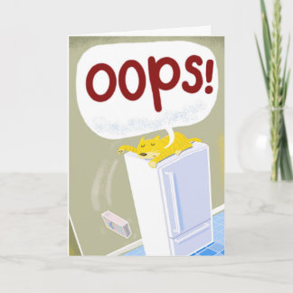 Belated Birthday Card. Cat knocking something over Card