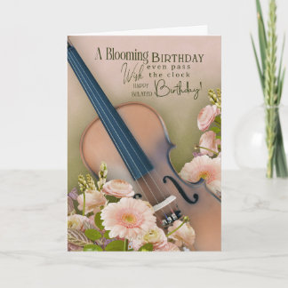 Belated Birthday Card For Violinist – Floral Music