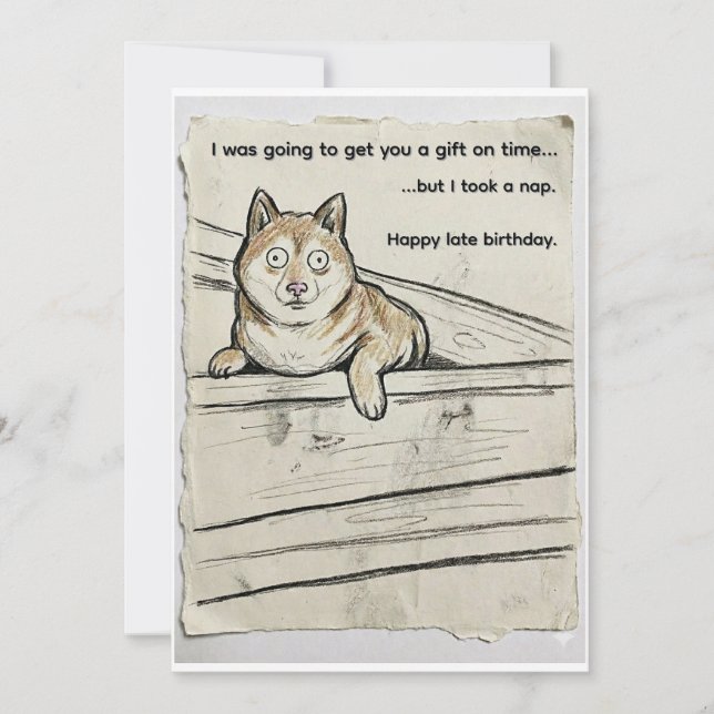 Belated Birthday Card – Shibupi Took a Nap (Front)