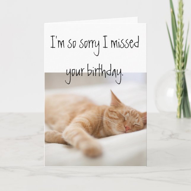 Belated birthday card with cat (Front)