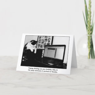 Belated Birthday Card with Cat Watching Youtube