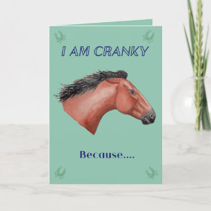 Belated Birthday Cranky Horse Hand Painted Art Card