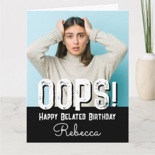 Belated Birthday Photo Custom Name Card