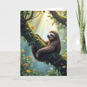 Belated Birthday Sloth In a Rainforest Card