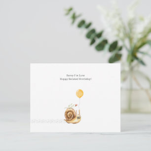 Belated Birthday Sorry Snail Illustration Card
