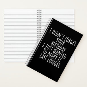 Belated Birthday Wish I didn't Forget Funny Notebook