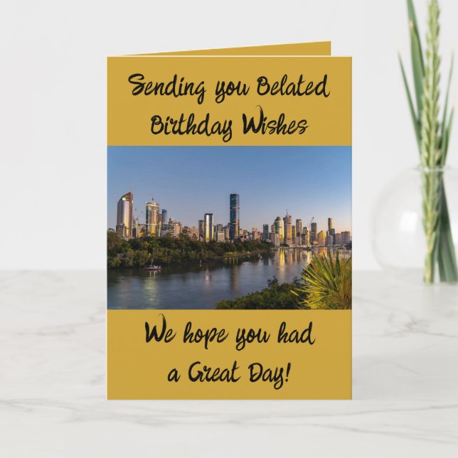 Belated birthday wishes add photo gold card (Front)