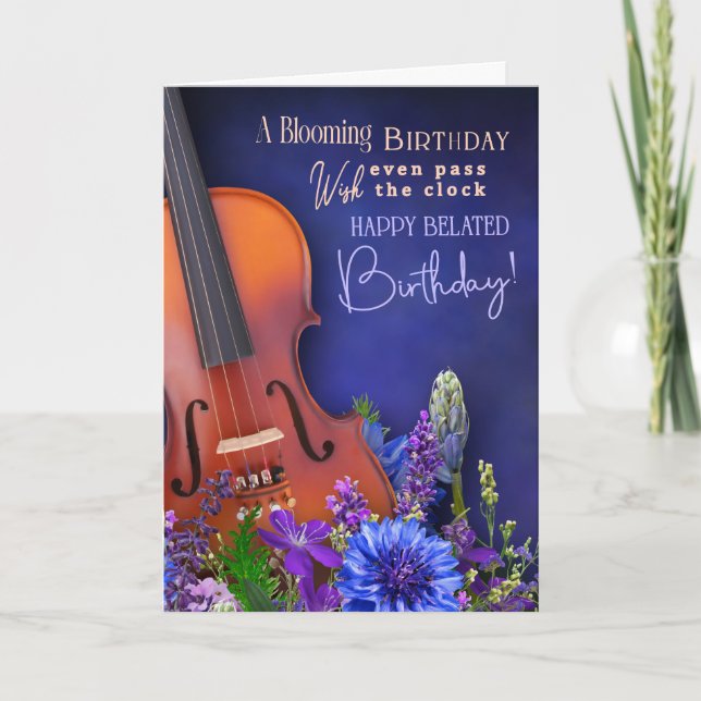 Belated Birthday Wishes For String Musician Card (Front)