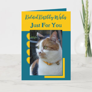 Belated birthday wishes just for you blue yellow card