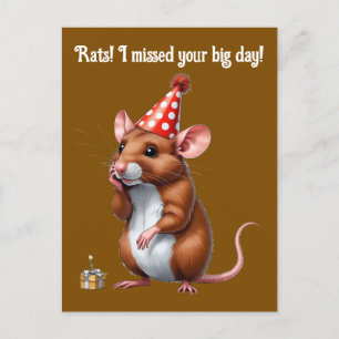 Belated Birthday Wishes with a Cute Rat Postcard