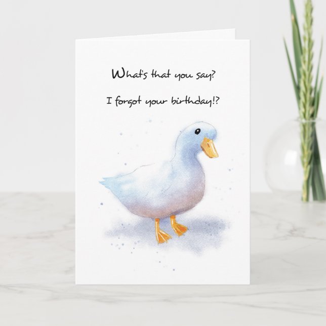 Belated Birthday With Humourous Duck Card (Front)