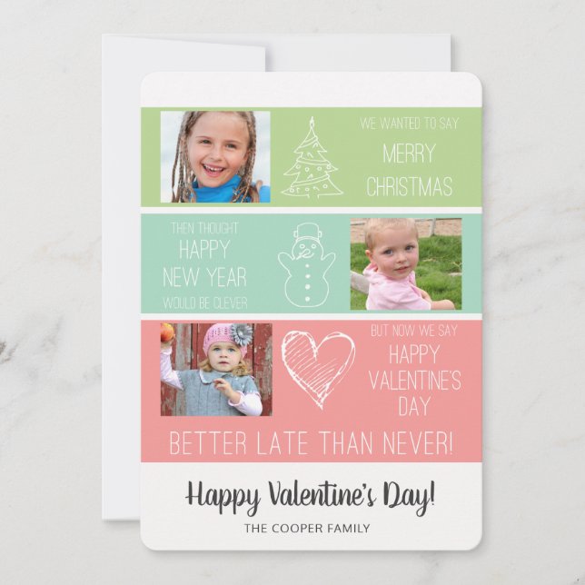 Belated Christmas / Photo Valentine Card Funny (Front)